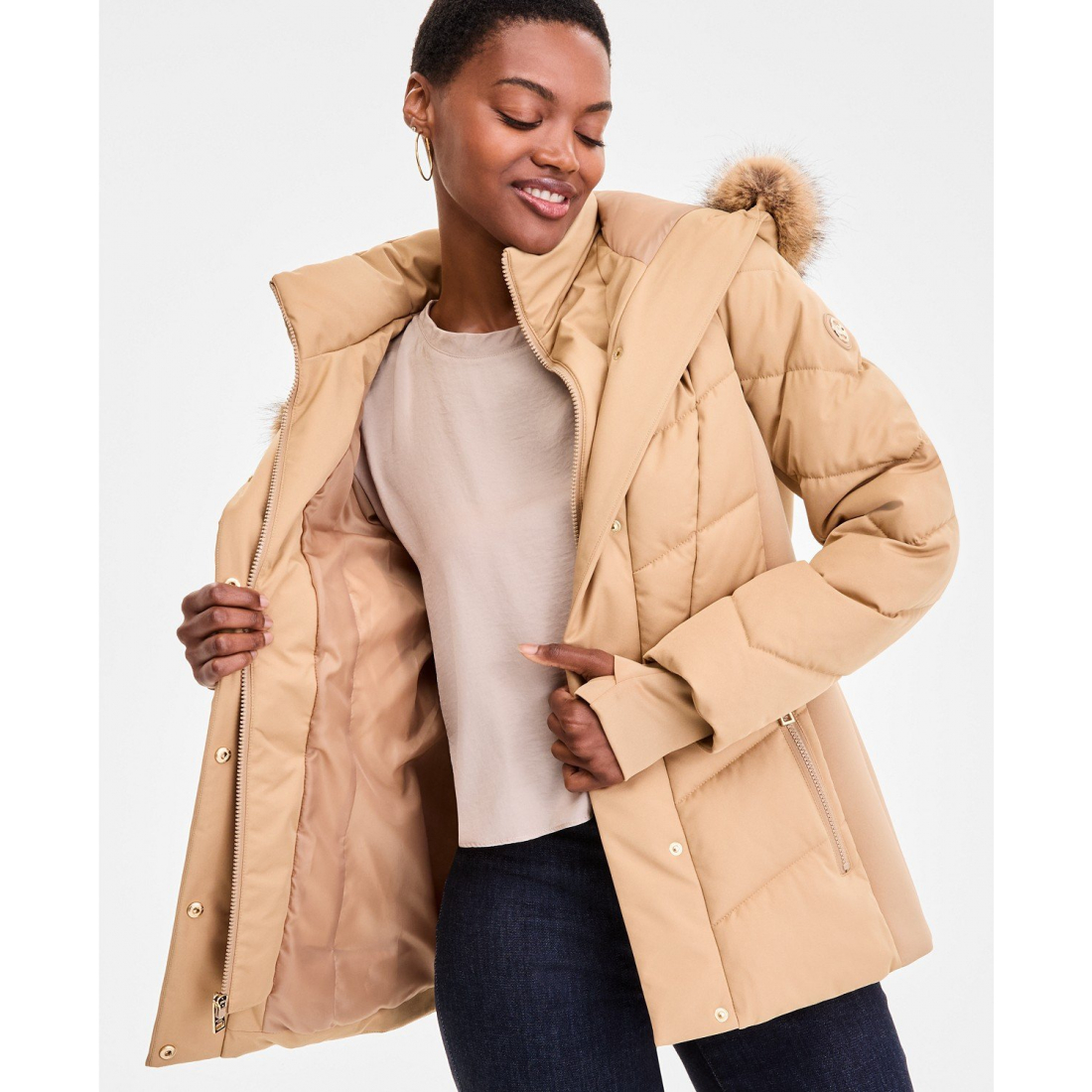 Women's 'Faux-Fur-Trim Hooded Puffer Coat'