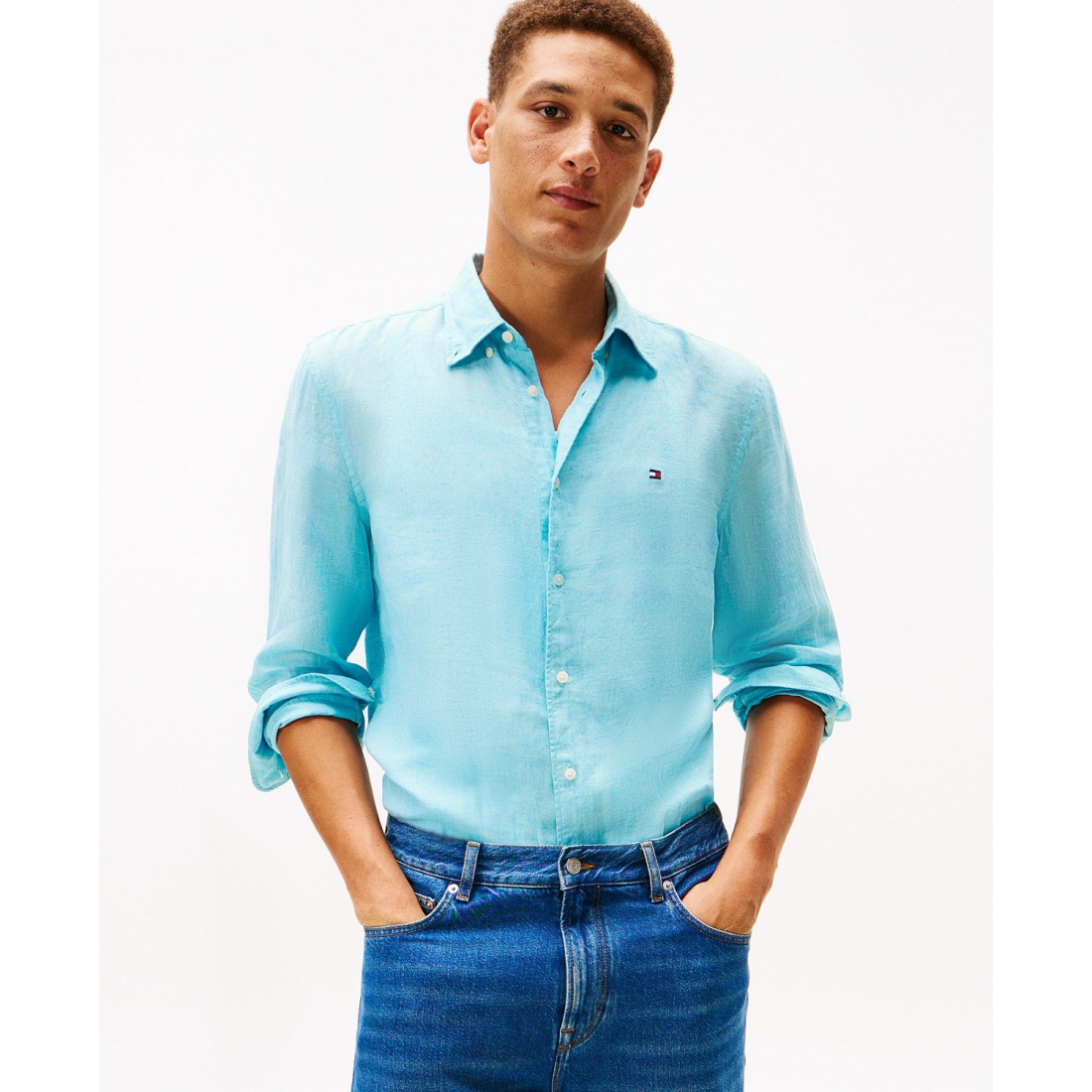 'Button-Down Linen Long Sleeve Shirt' pour Hommes