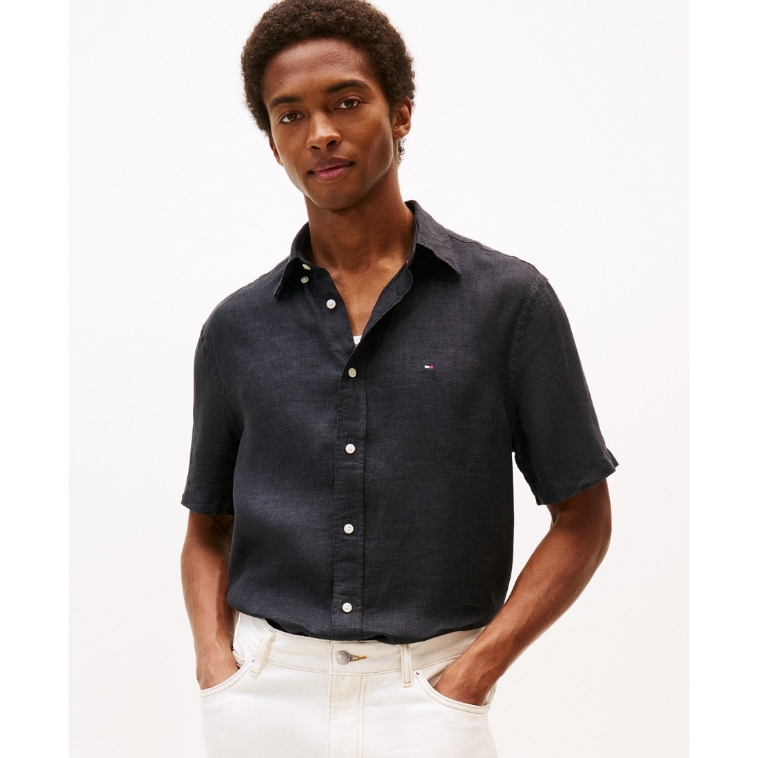 'Regular-Fit Linen Short-Sleeve Shirt' für Herren