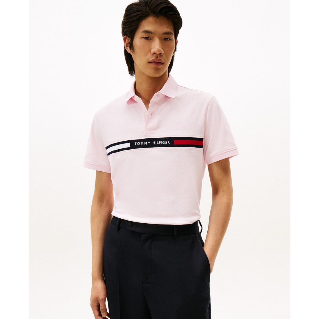 'Short Sleeve Embroidered Chest Stripe Polo Shirt' für Herren