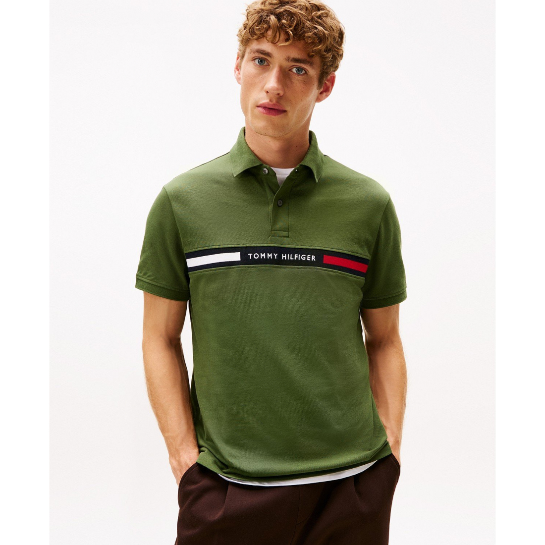 'Short Sleeve Embroidered Chest Stripe Polo Shirt' für Herren