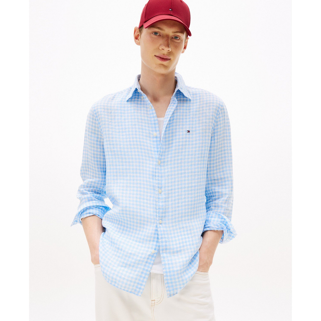 Men's 'Linen Gingham Button Up Shirt'