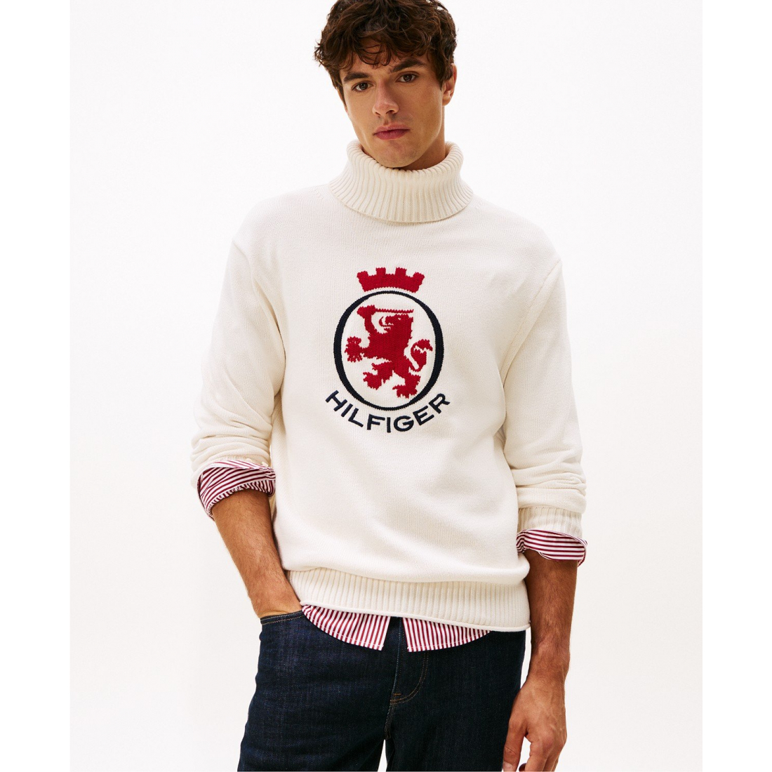 'Logo Crest Turtleneck Sweater' pour Hommes