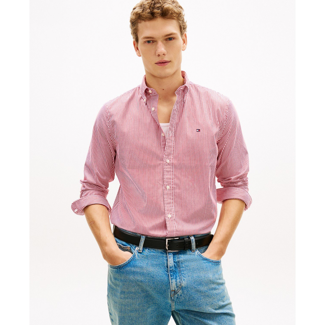 'Flex Poplin Striped Long-Sleeve Shirt' pour Hommes