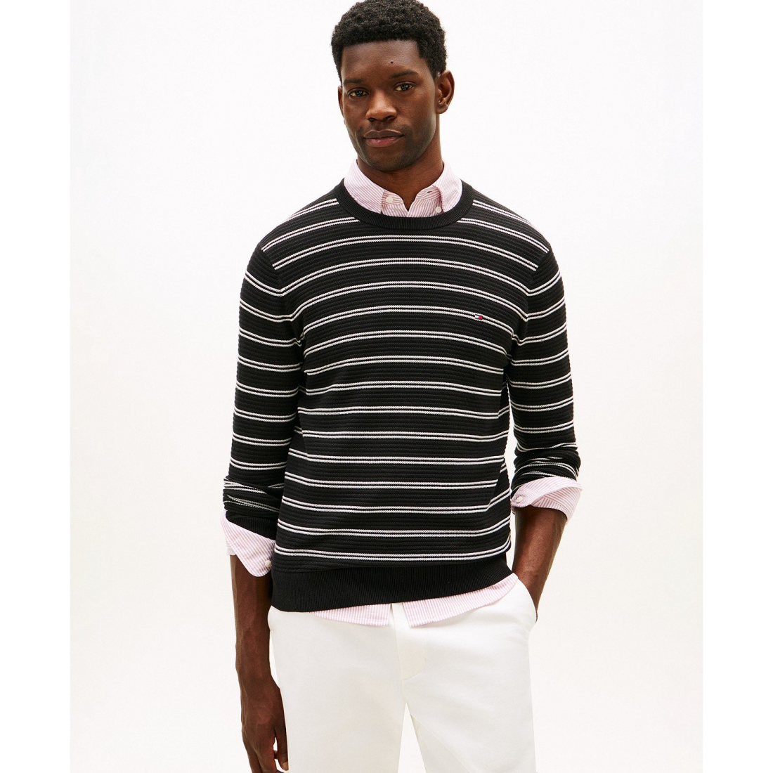 'Textured Cotton Crewneck Sweater' für Herren