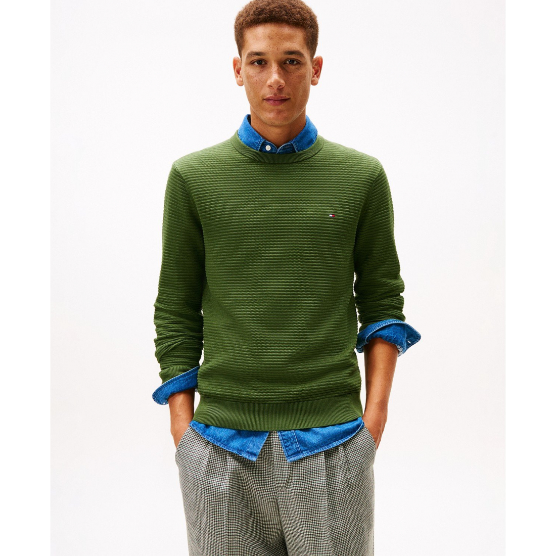 'Textured Cotton Crewneck Sweater' für Herren