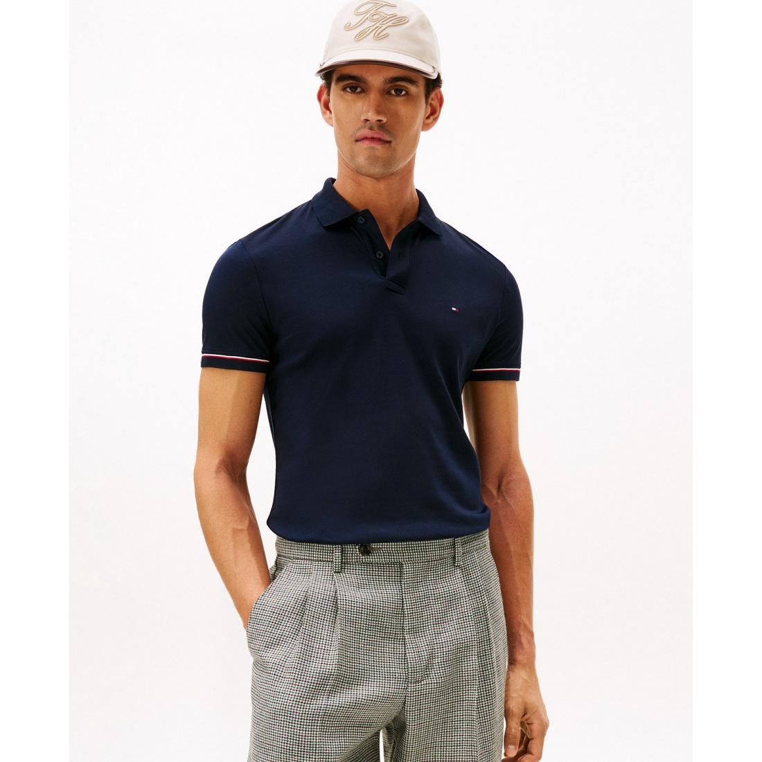 'Red, White, and Blue Cuff Slim Fit Polo' für Herren