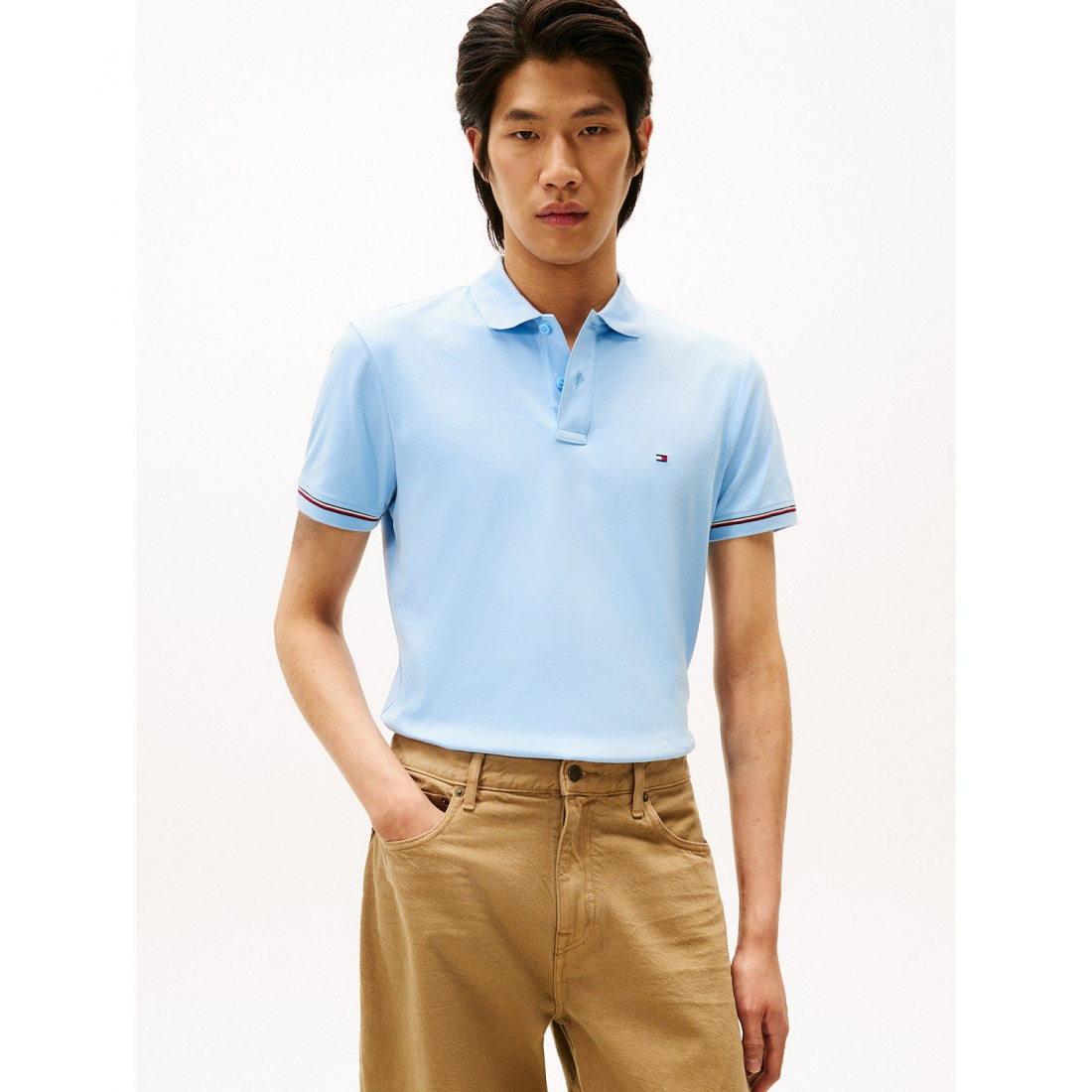 'Red, White, and Blue Cuff Slim Fit Polo' für Herren