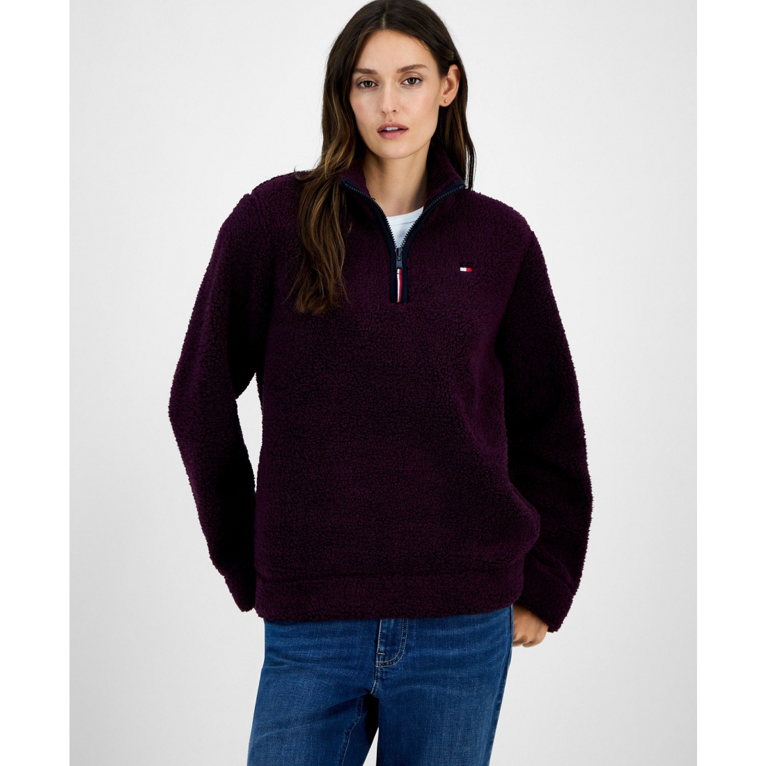 'Quarter-Zip Faux-Sherpa Jacket' pour Femmes