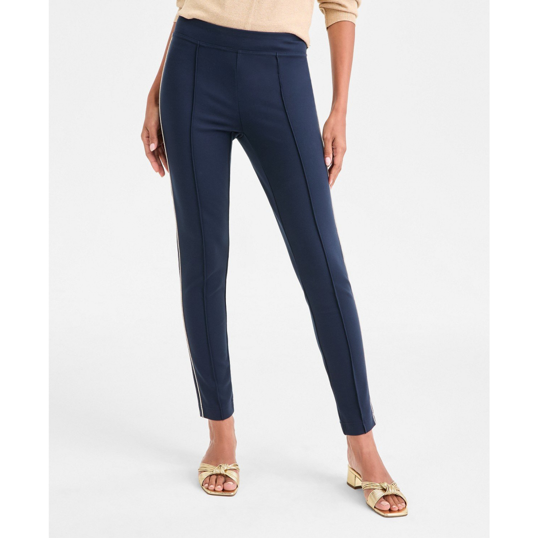 'Striped-Trim Seamed Pull-On Pants' für Damen