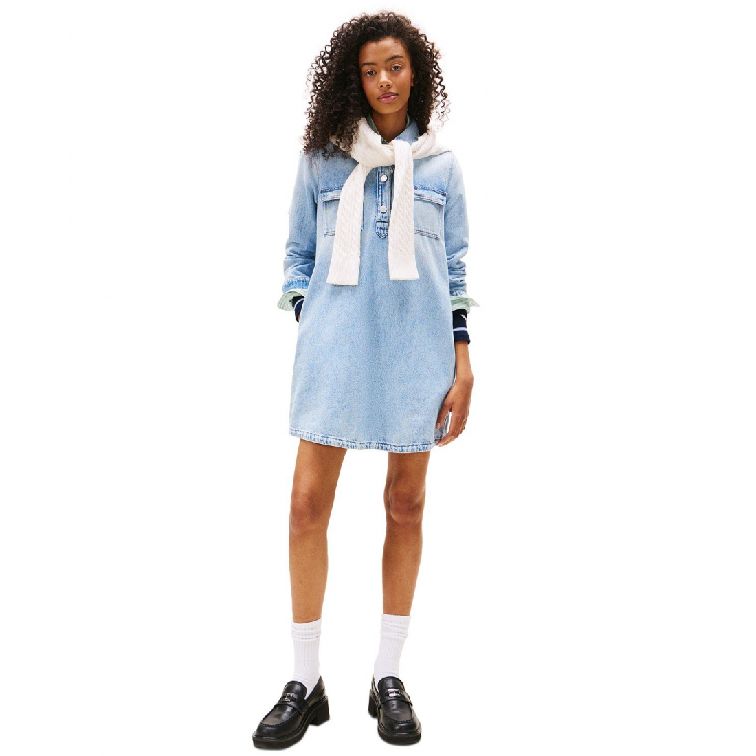 Women's 'Cotton A-Line Long-Sleeve Denim Dress'