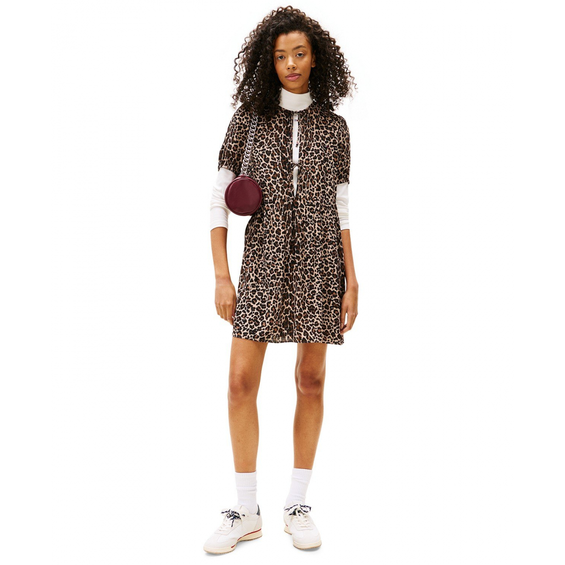 'Leopard-Print Tie-Front Mini Dress' pour Femmes
