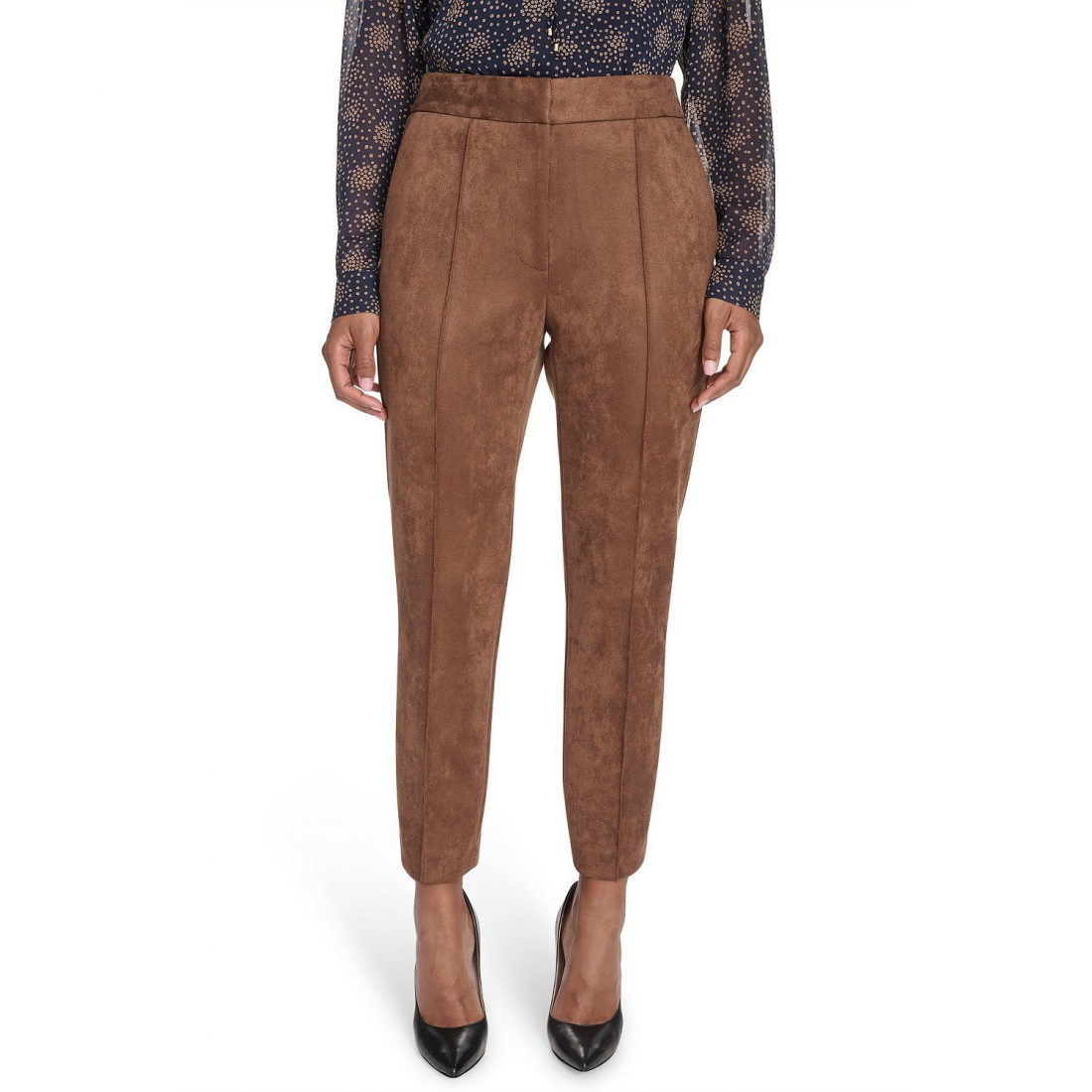 'Scuba Suede High-Rise Ankle Pants' pour Femmes