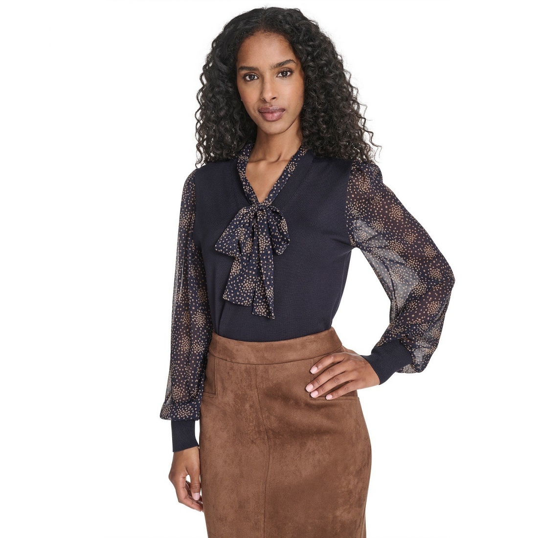 'Mixed Media Posy V-Neck Sweater' pour Femmes