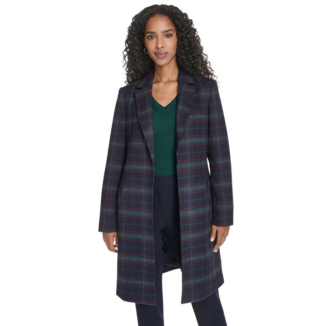 'Windowpane Open Front Topper Jacket' pour Femmes