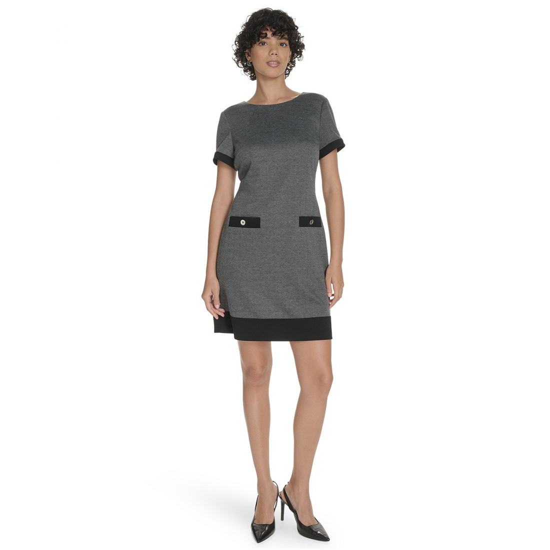 'Herringbone Crew Neck Dress' pour Femmes