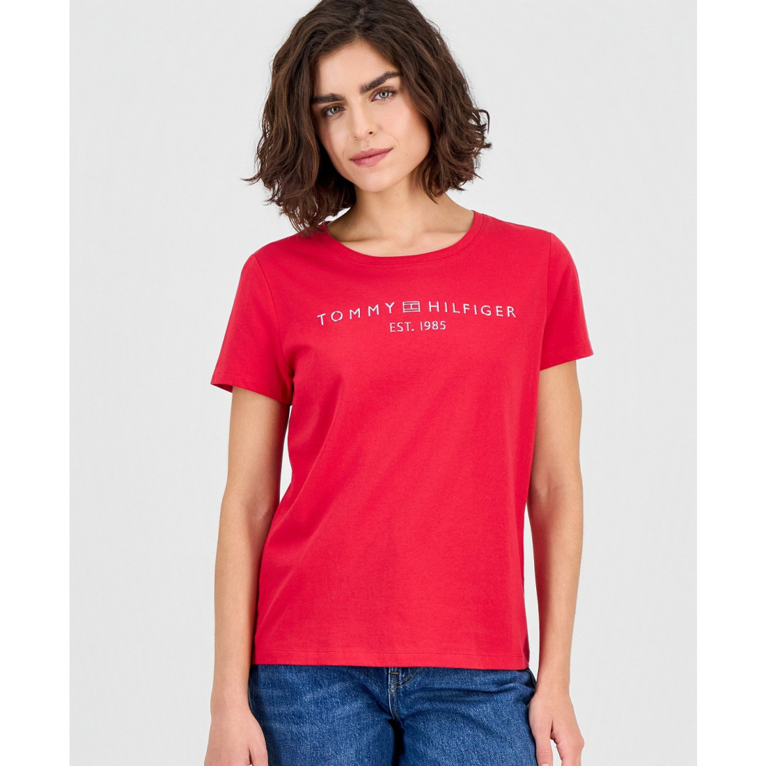 'Cotton Logo Crewneck T-Shirt' pour Femmes