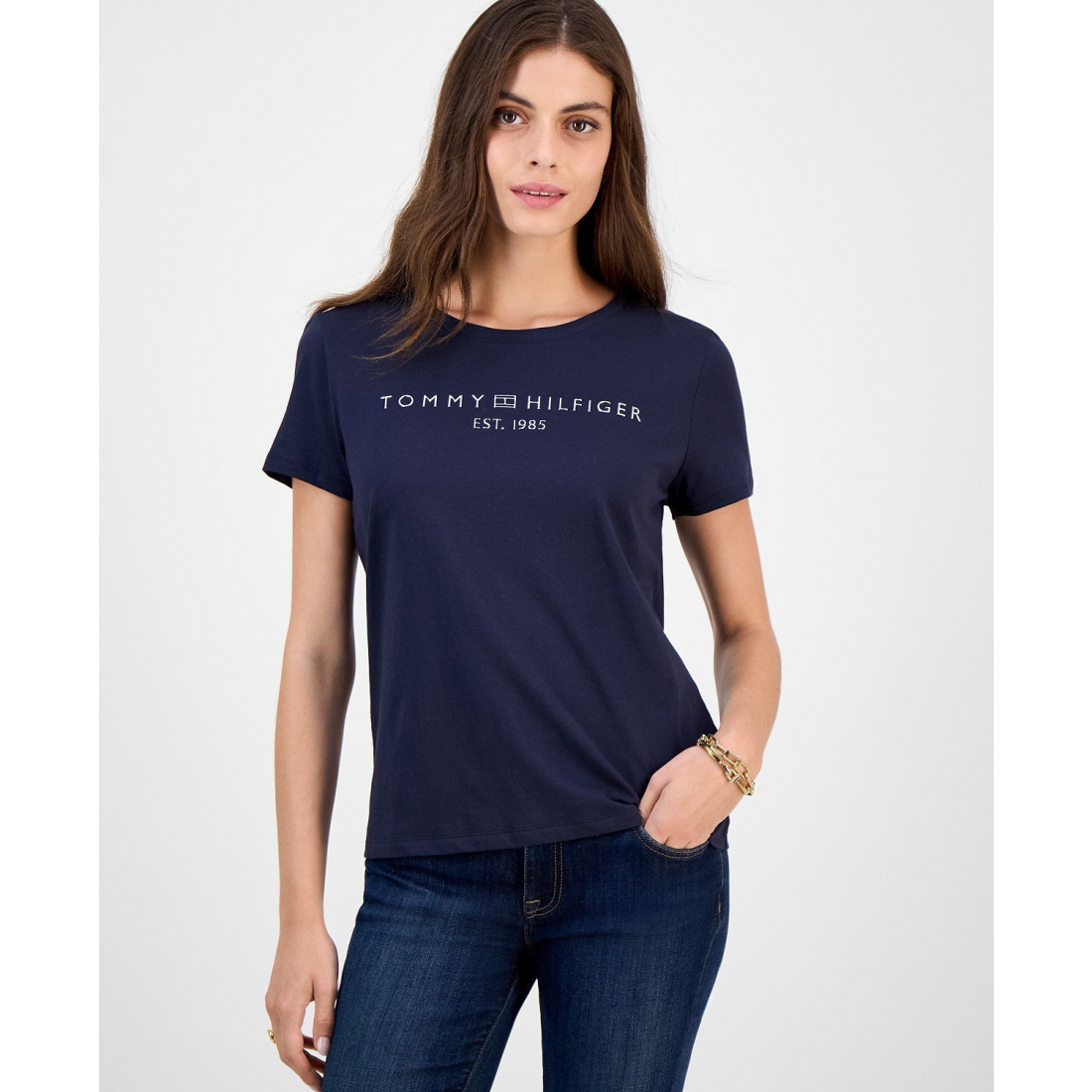 'Cotton Logo Crewneck T-Shirt' pour Femmes