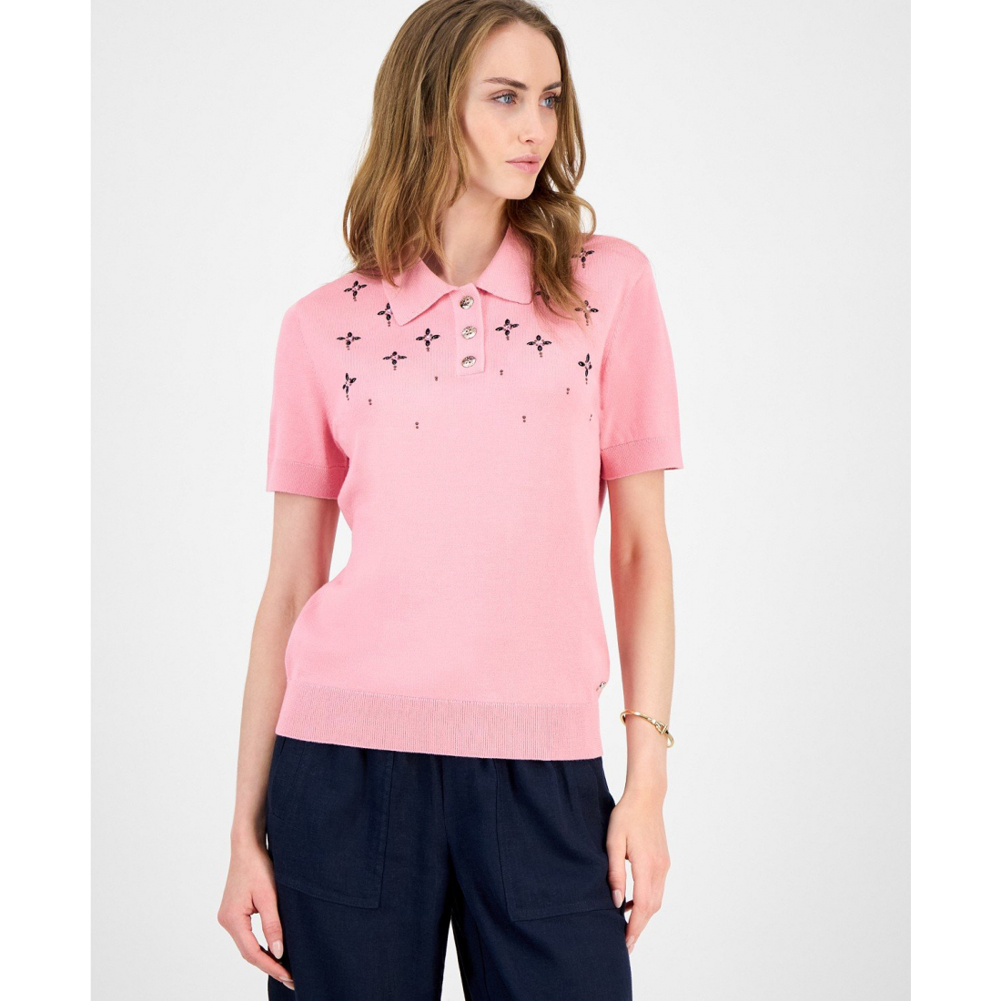 'Embellished Polo Sweater' pour Femmes