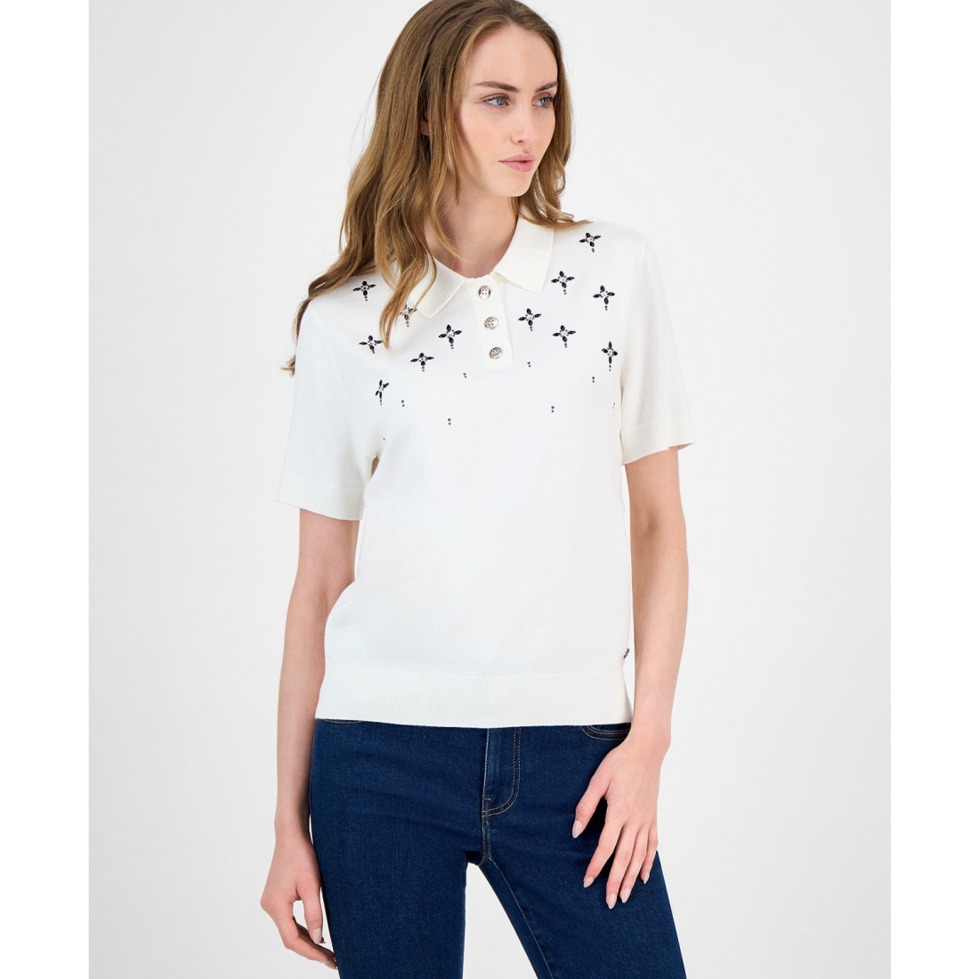 'Embellished Polo Sweater' pour Femmes