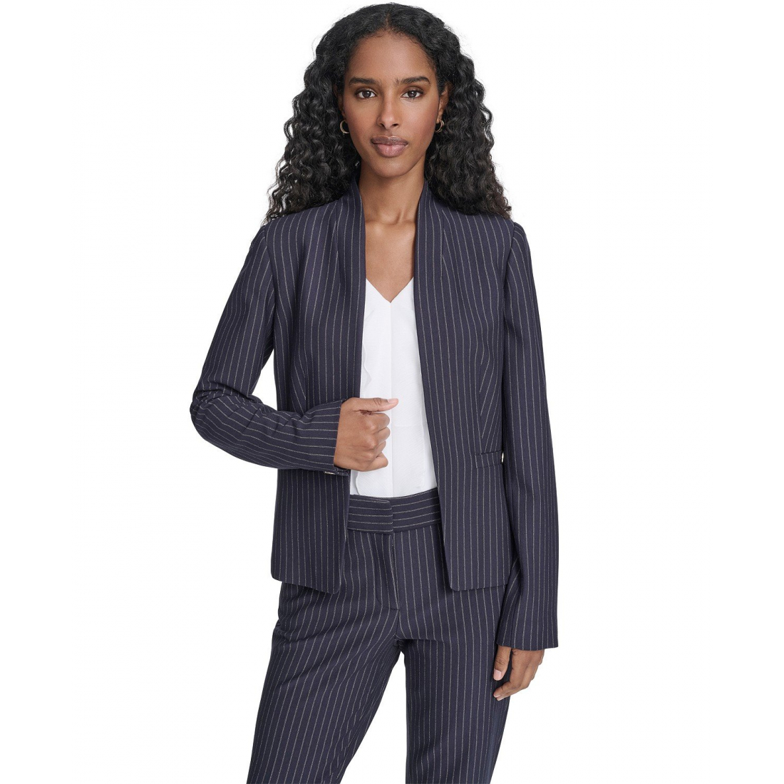 'Open Front Striped Blazer' pour Femmes