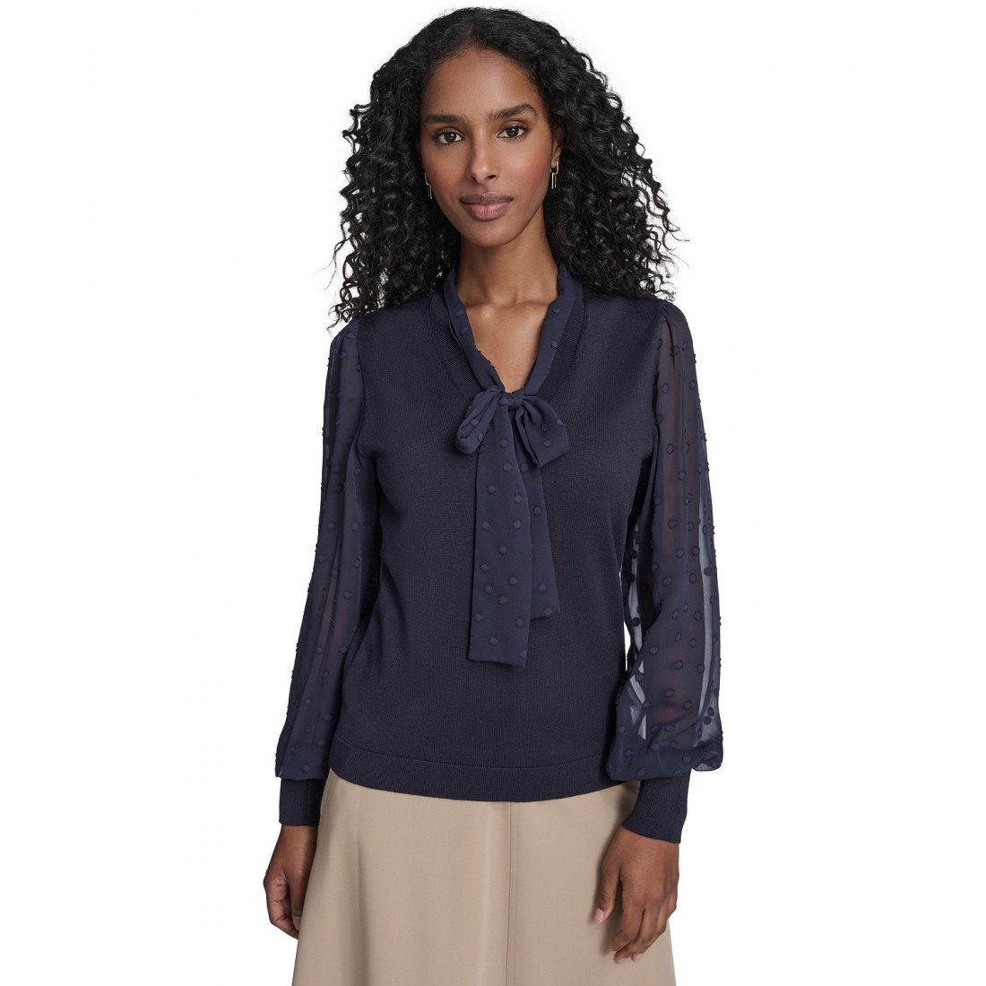 'Mixed Media Floral Clip Long Sleeve Sweater' pour Femmes