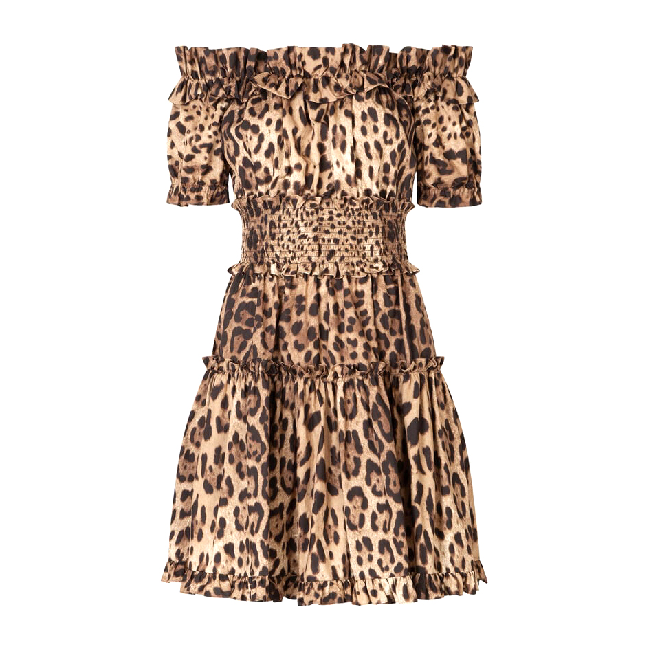 'Short Leopard-Print Poplin' Mini Kleid für Damen