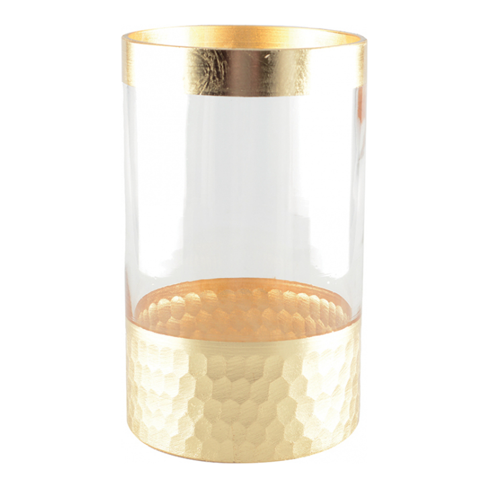 Vase transparent et doré h20cm