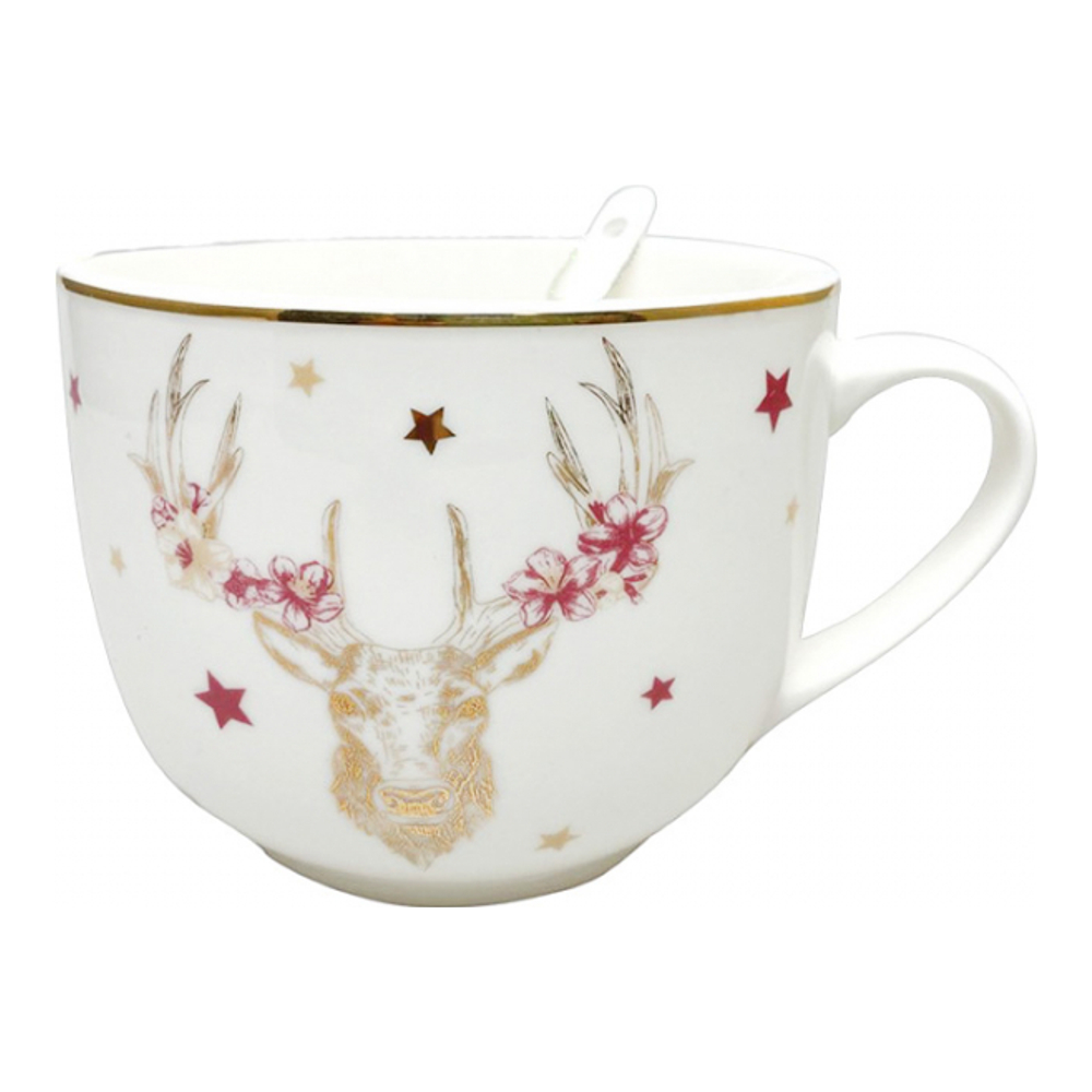 Mug cerf dore avec cuillère