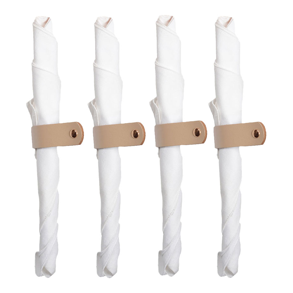 Lot de 4 ronds de serviette en simili cuir