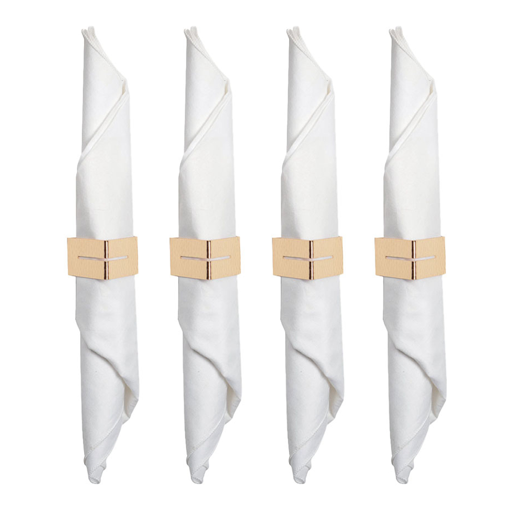 Set Of 4 Gold Hammered Triangle Napkin Rings