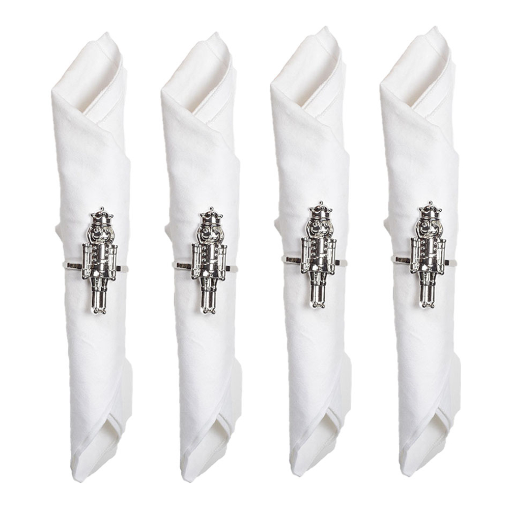 Set mit 4 silbernen Nussknacker-Serviettenringen