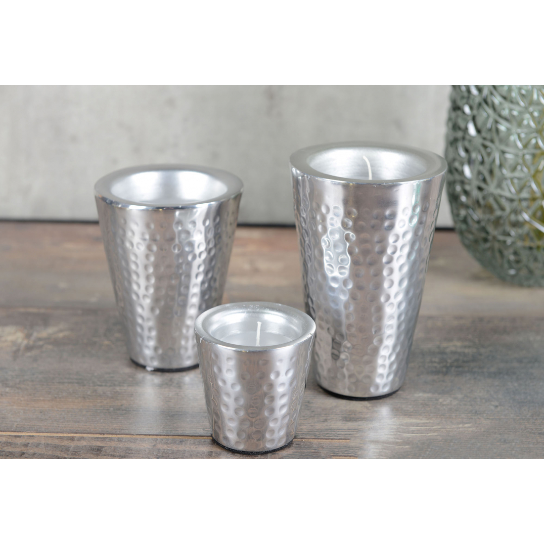 Kleine gehämmertes Silberkerze