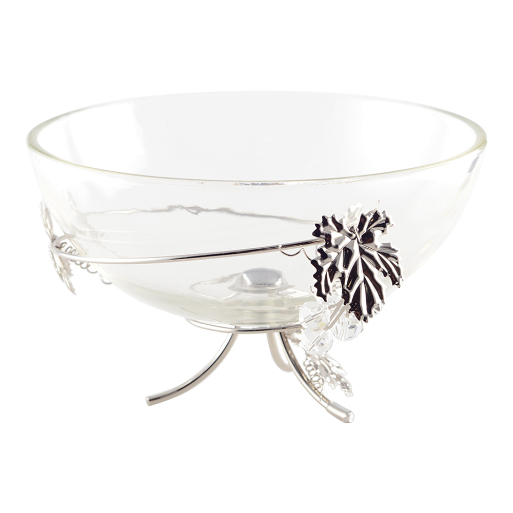 Coupe décorative argent feuille de vigne 25x25x17cm