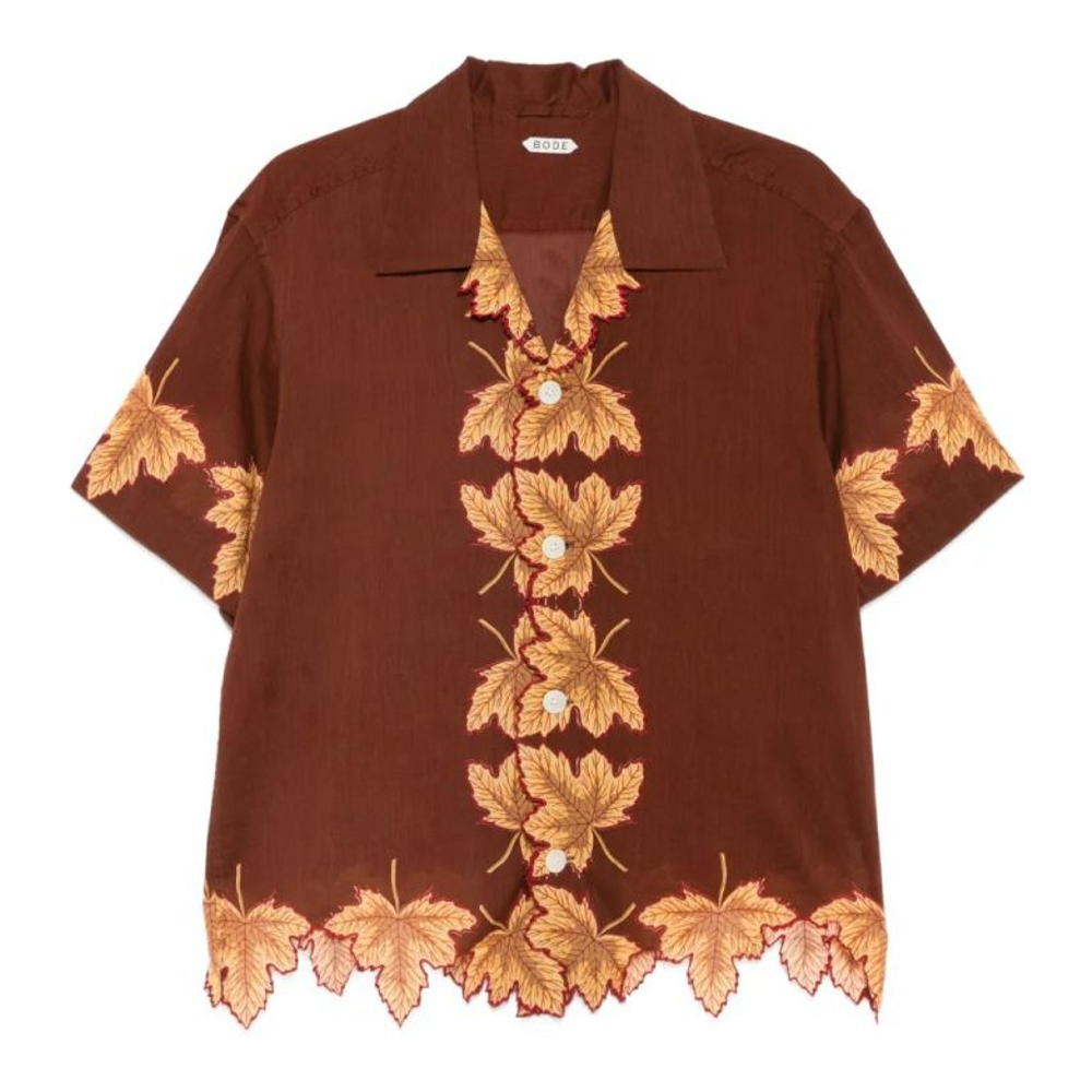 Chemise à manches courtes 'Leaf-Print Scalloped' pour Hommes