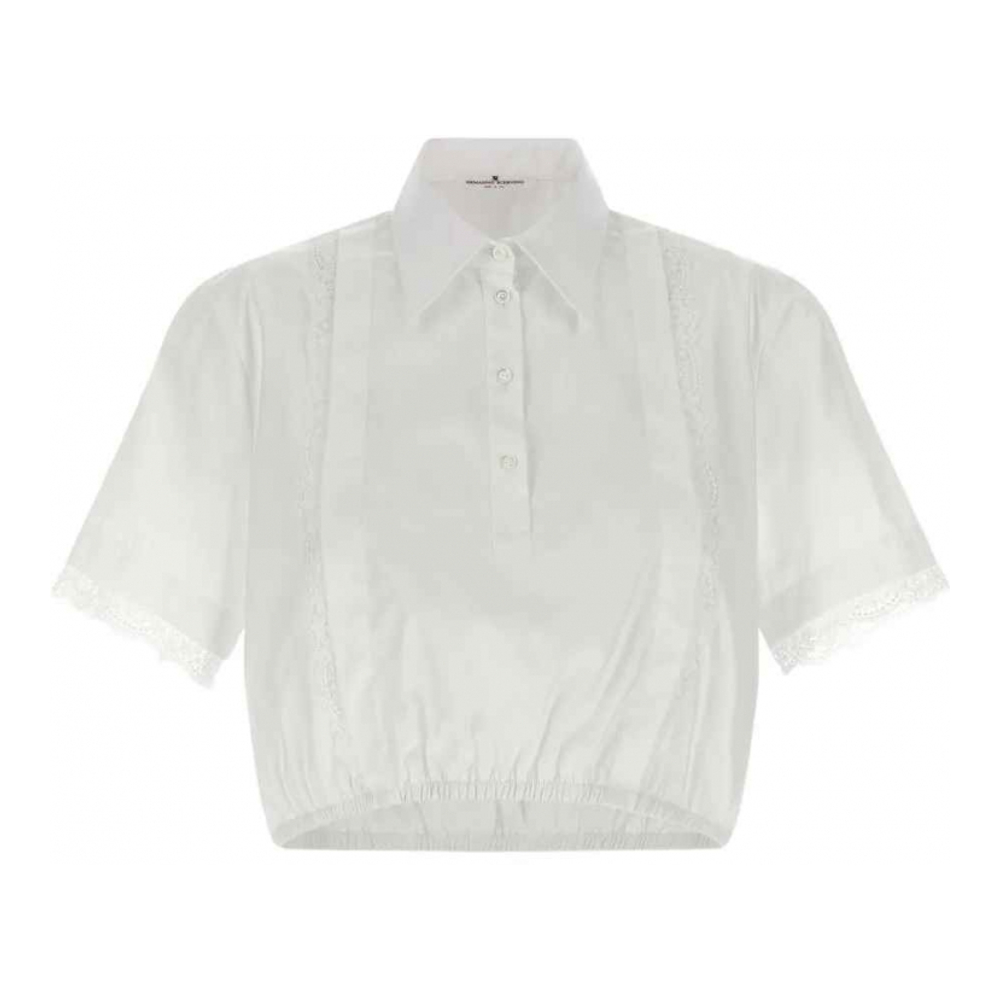 Chemise 'Lace-Insert Cropped' pour Femmes