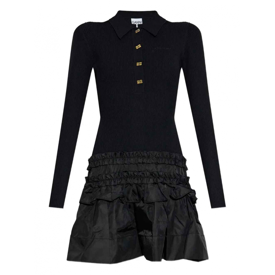 Robe mini 'Ribbed Ruffled' pour Femmes