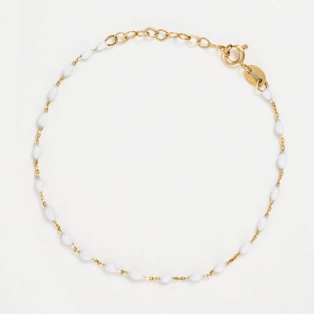 White Enamel Bracelet 375/1000 Yellow Gold