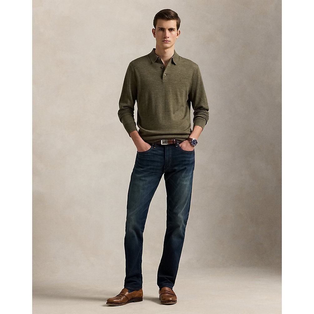 'Washable Wool Polo-Collar Sweater' pour Hommes