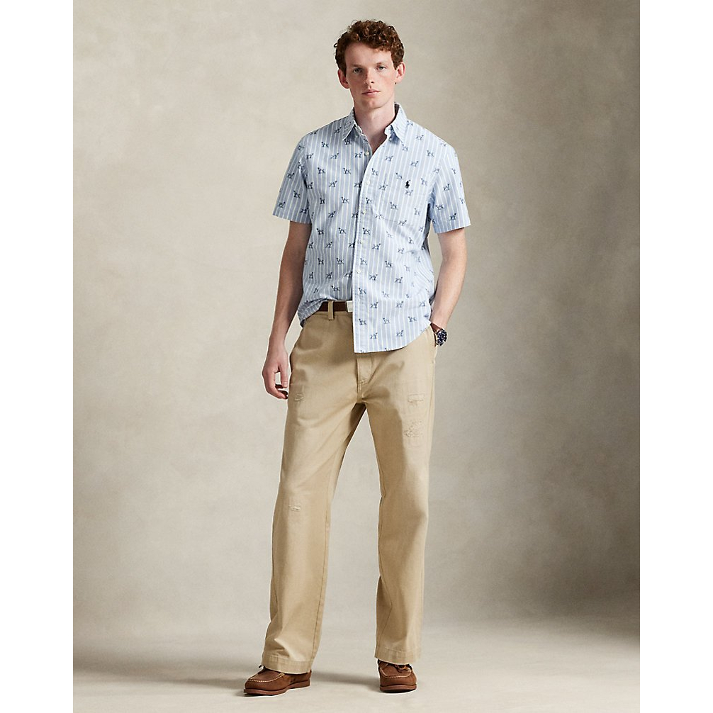 Men's 'Classic Fit Striped Dog-Print Shirt'