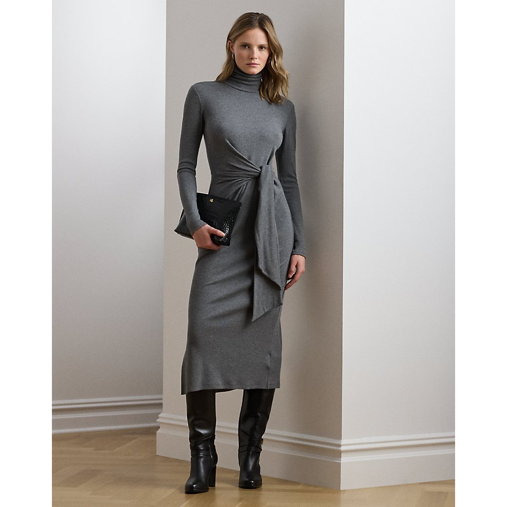 'Tie-Front Turtleneck Dress' pour Femmes