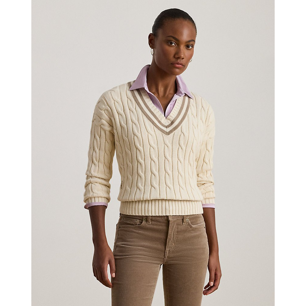 'Cable-Knit Cotton Cricket Sweater' pour Femmes