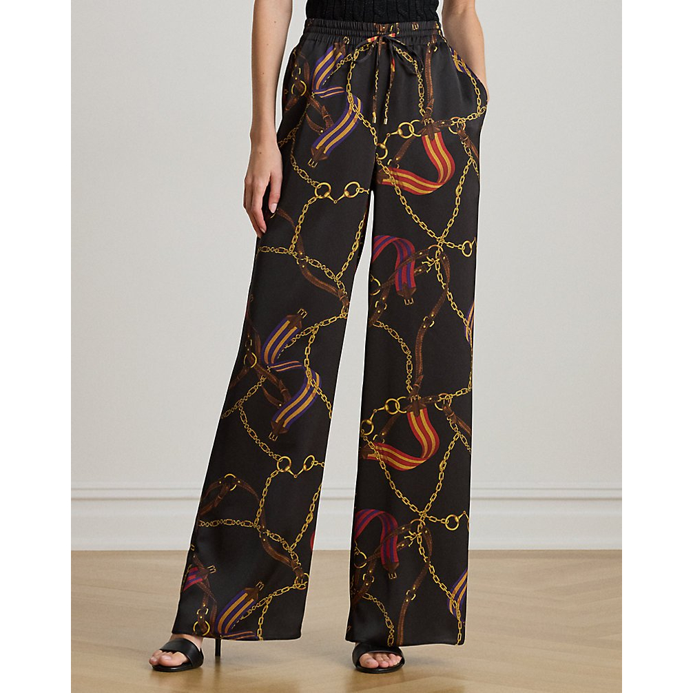Women's 'Belting-Print Charmeuse Wide-Leg Pant'