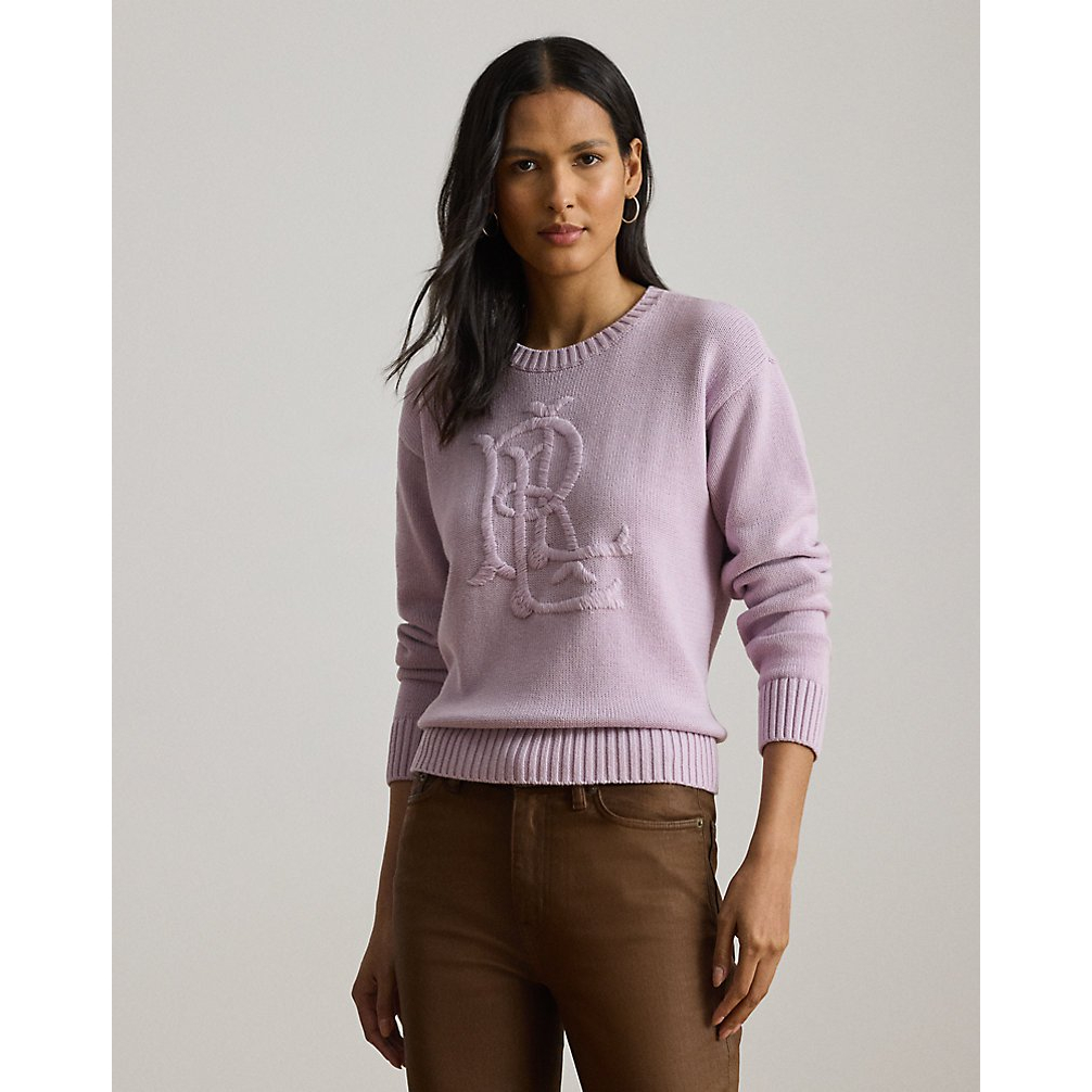 'Embroidered-Logo Combed Cotton Sweater' pour Femmes