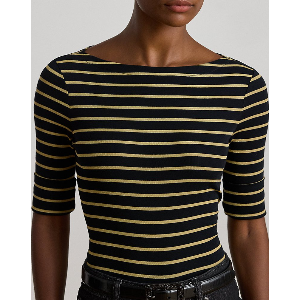Women's 'Metallic Striped Boatneck Tee'