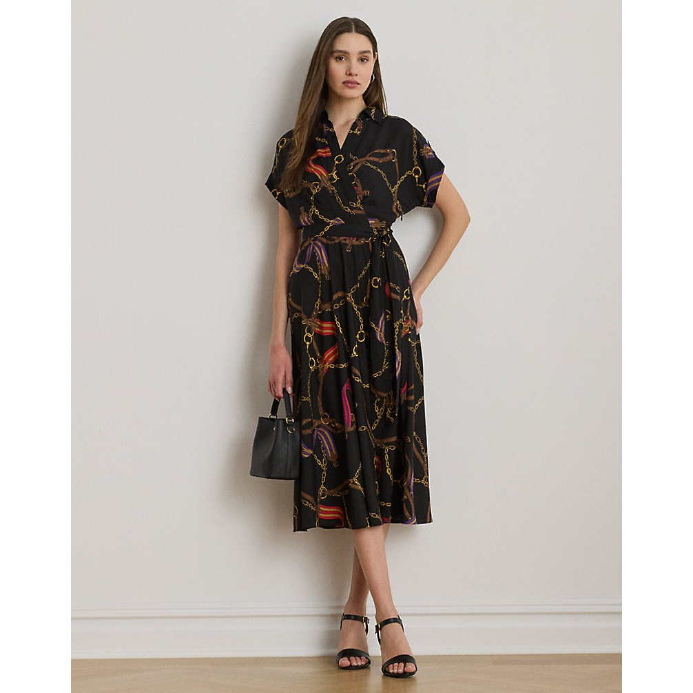 'Belting-Print Belted Crepe Dress' pour Femmes