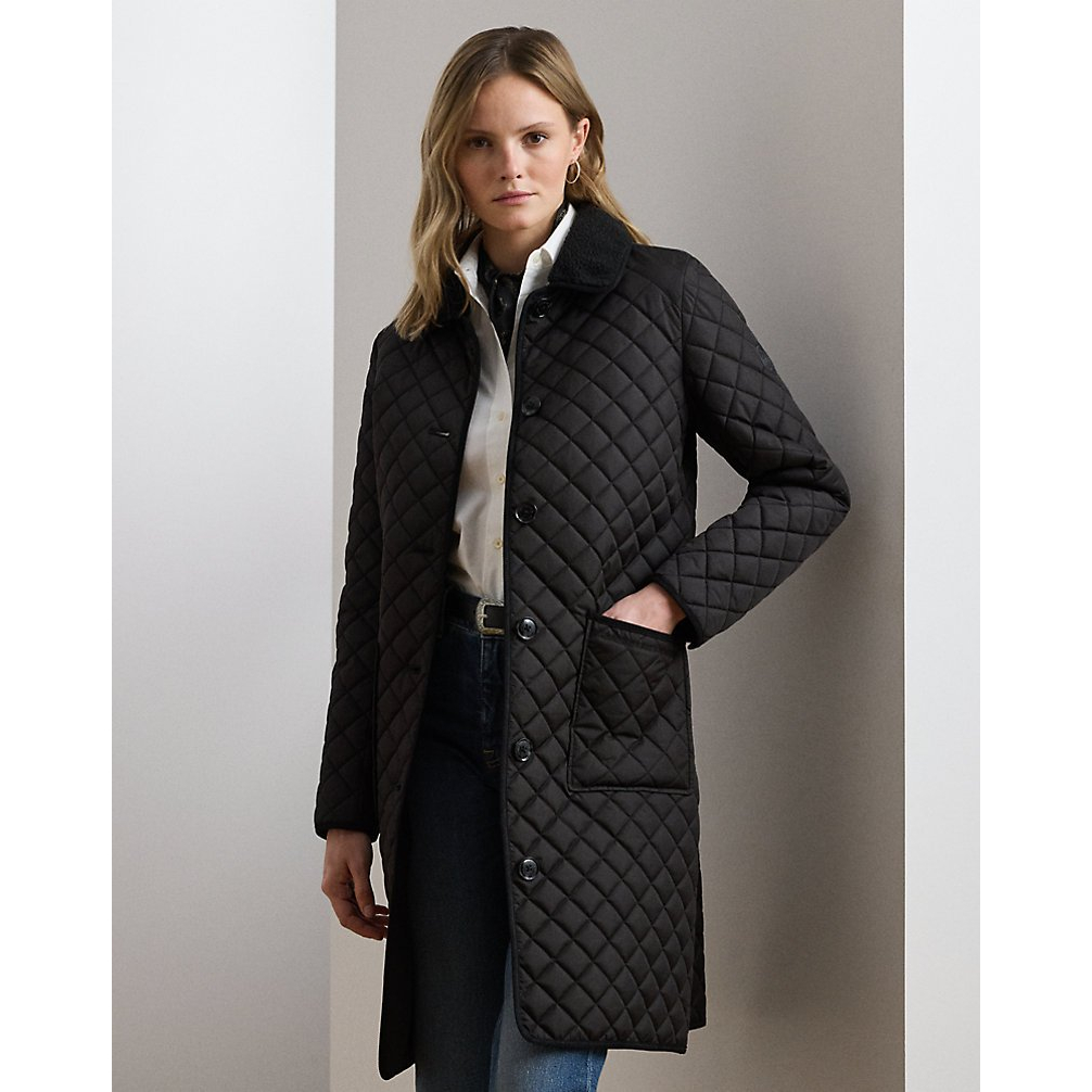 'Faux-Shearling-Trim Quilted Jacket' pour Femmes