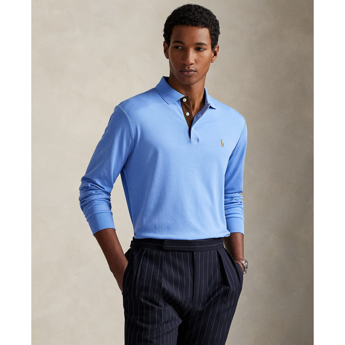 Men's 'Classic-Fit Long Sleeve Soft Cotton Polo Shirt'