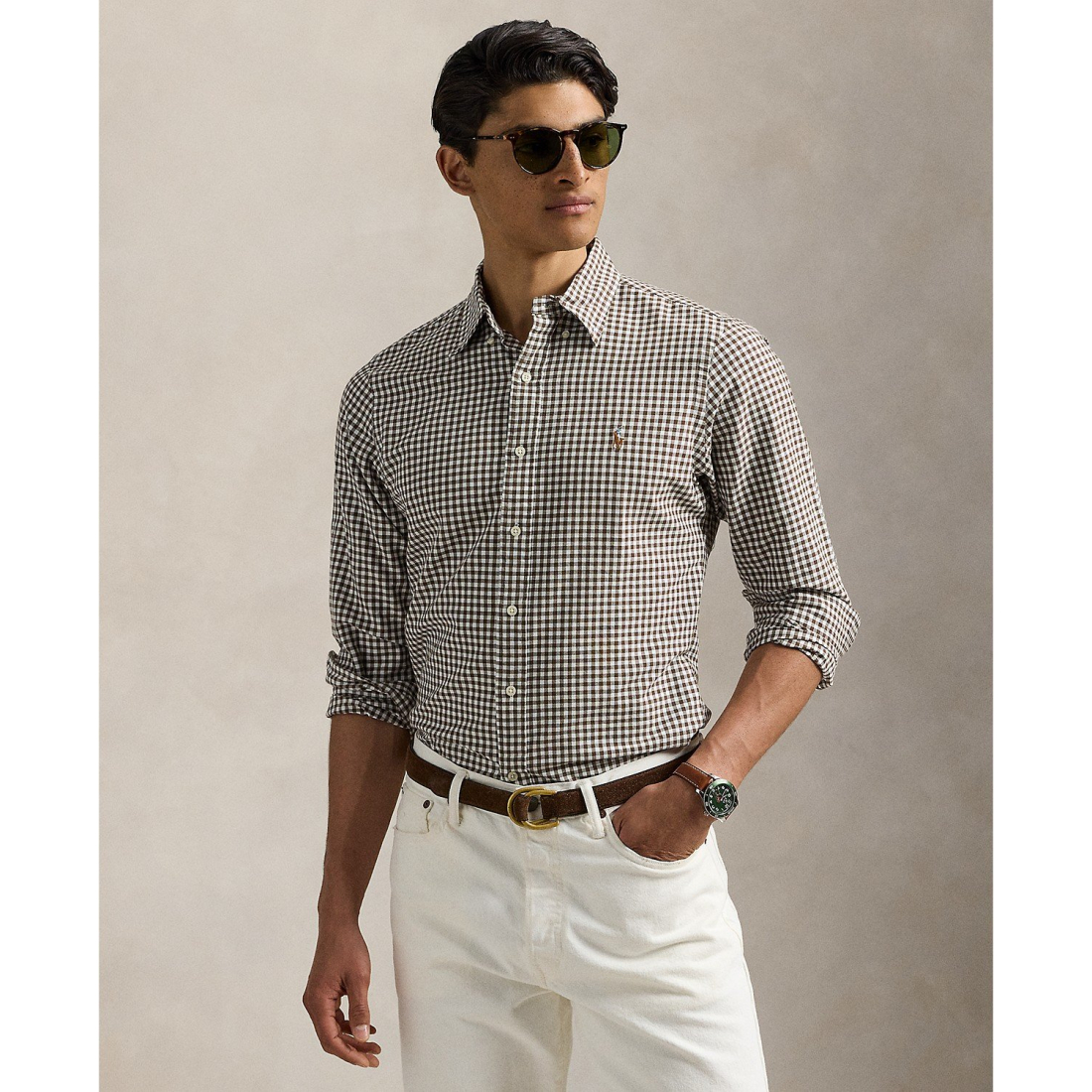 'Classic-Fit Gingham Oxford Shirt' pour Hommes