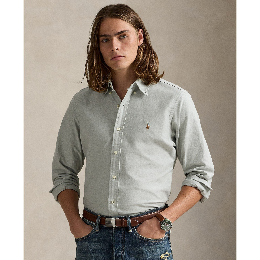 'Classic-Fit Gingham Oxford Shirt' pour Hommes